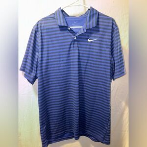 Nike Men's Navy and Black Striped Polo